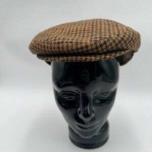 Bailey of Hollywood Flat Cap Mens L Brown Tweed Houndstooth Wool Blend Ivy